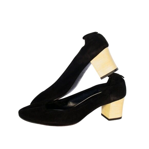 LANVIN $570 Suede Ballerina Talon Suede Cube Heel Pumps 38.5/7.5 - Picture 5 of 8